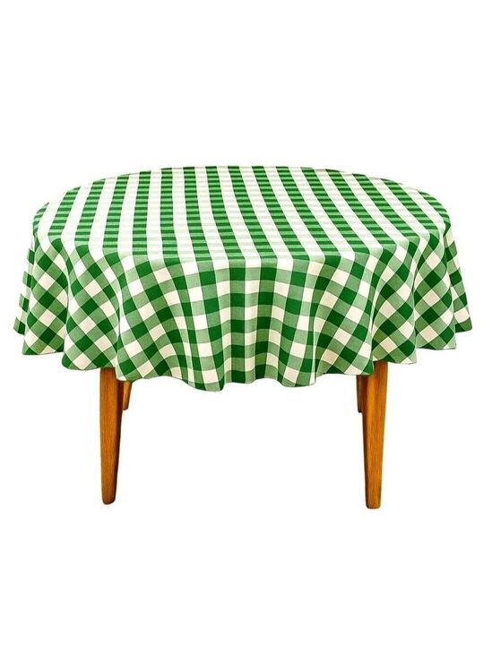Linen Tablecloth Other - 70-Inch Round Polyester Tablecloth Green & White Checker Linen Tablecloth Durabl